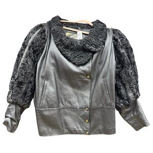 Vintage Grupiel Spain Stunning Lamb & Leather Fancy Jacket
